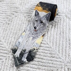 Bonnie Marris Arctic Wolf Tie NWT 1996 Silk Wildlife Vintage Art 90s Nature Core